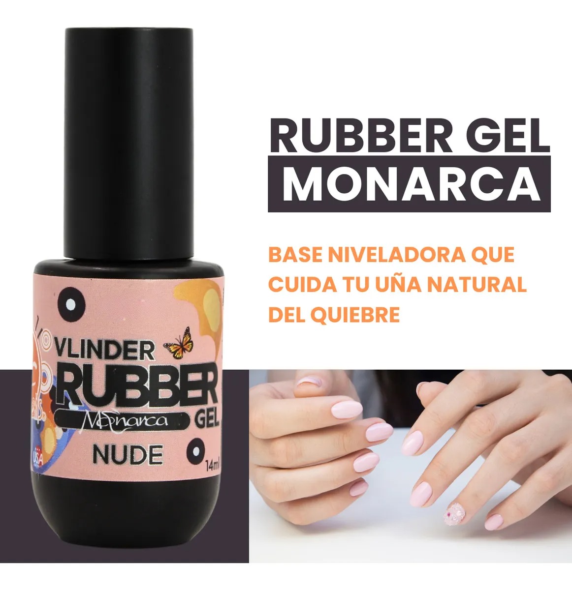 Rubber Gel Monarca Vlinder Nude 14 ml